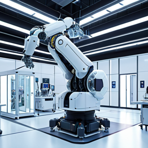 Home 6 **
"Futuristic semiconductor factory, AI optimizing chip design, robotic arms, cleanroom environment, advanced technology, bright lighting."
**