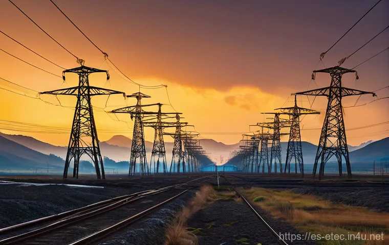 전자기술사 필기시험 전력공학 심화 학습 - **Prompt 1: "The Grand Symphony of Power - Transmission and Transformation"**
    "An epic, wide-ang...