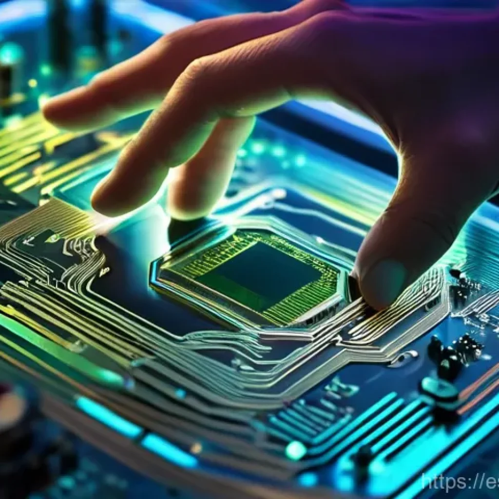 전자기술사와 반도체 기술의 접목 - **Prompt 1: The Core Fusion of Electronic Innovation**
A highly detailed, intricate close-up sho...