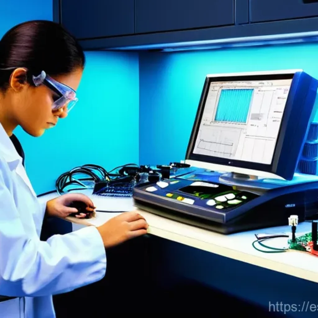 전자기술사 실기 대비 실험 장비 - **Prompt 1: Precision Measurement in a Modern Electronics Lab**
A bright, clean, and organized m...