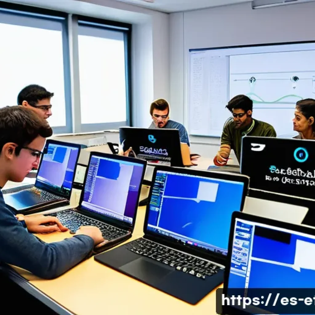 전자기술사 실기시험 시뮬레이션 준비 - A detailed study scene showing a diverse group of young Spanish-speaking electronics students collab...
