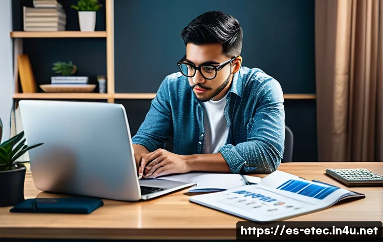 전자기술사 실기시험의 성공 전략 - A focused young adult Hispanic man studying electronics at a desk in a cozy home office, surrounded ...