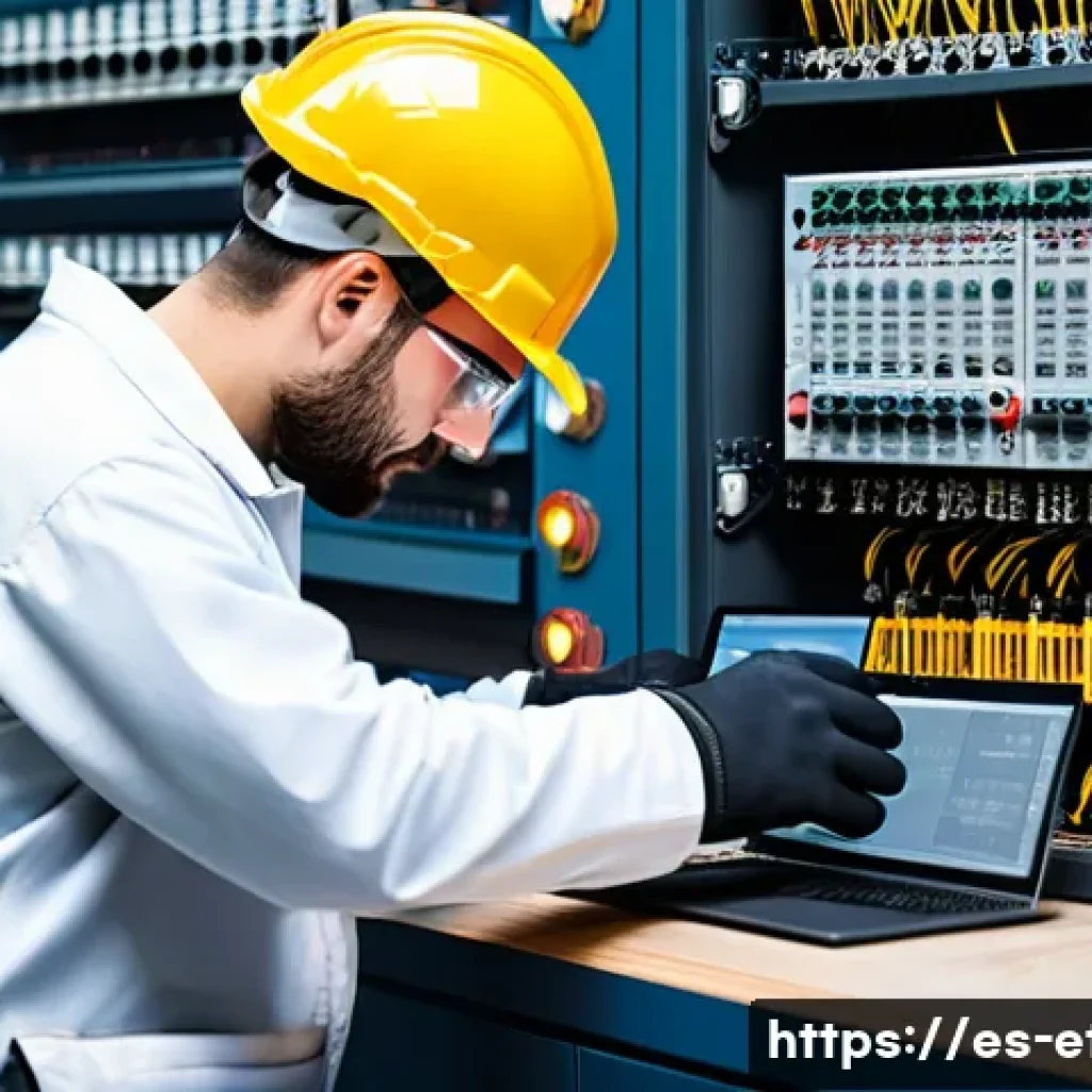 전자기술사와 실무 중심 자격증 취득 사례 - A skilled Spanish electrical technician wearing safety gear and insulated gloves, working attentivel...