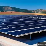 전자기술사와 관련된 최신 기술 논문 - A detailed, realistic illustration of a modern solar photovoltaic power converter system using silic...