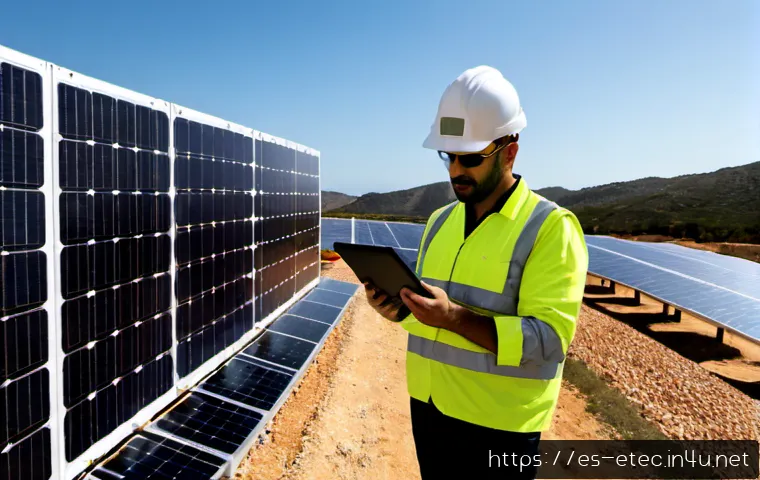 전자기술사와 직무 중심 자격증 활용 사례 - Photorealistic Spanish electrical engineer in safety helmet and reflective workwear inspecting a mod...