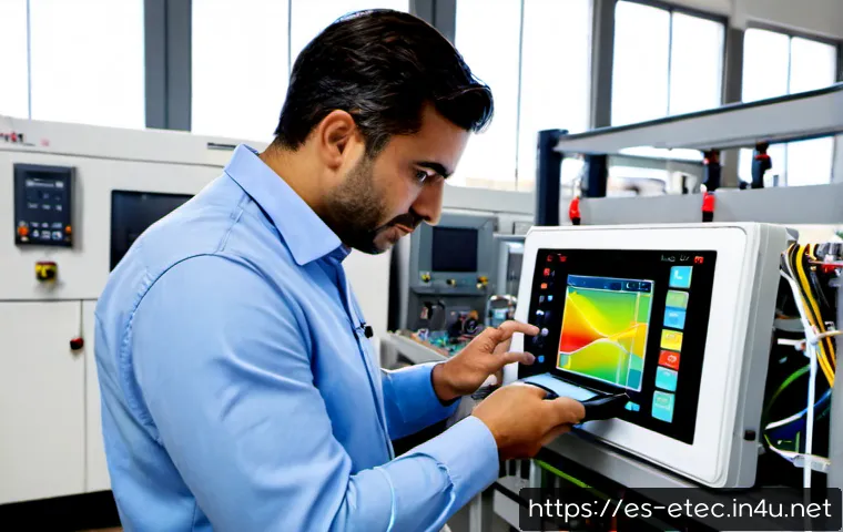 전자기술사와 디지털 트랜스포메이션 - Photorealistic Spanish electronics engineer in a modern Valencia manufacturing workshop, inspecting ...